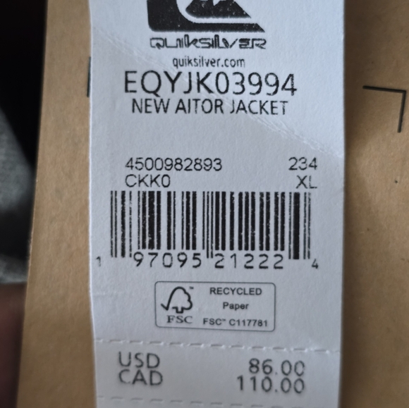 Quiksilver Aitor Hooded Jacket Size XL MSRP $86 - Picture 5 of 6